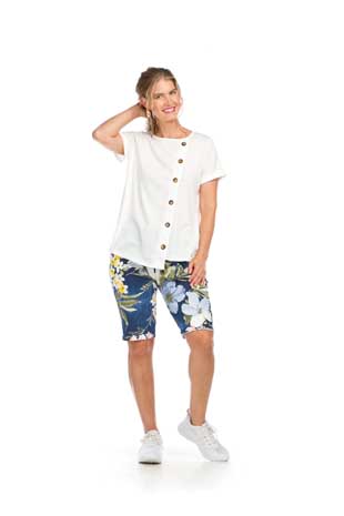 PP-16809 - FLORAL STRETCH COTTON BLEND SHORTS - Colors: AS SHOWN - Available Sizes:XS-XXL - Catalog Page:86 